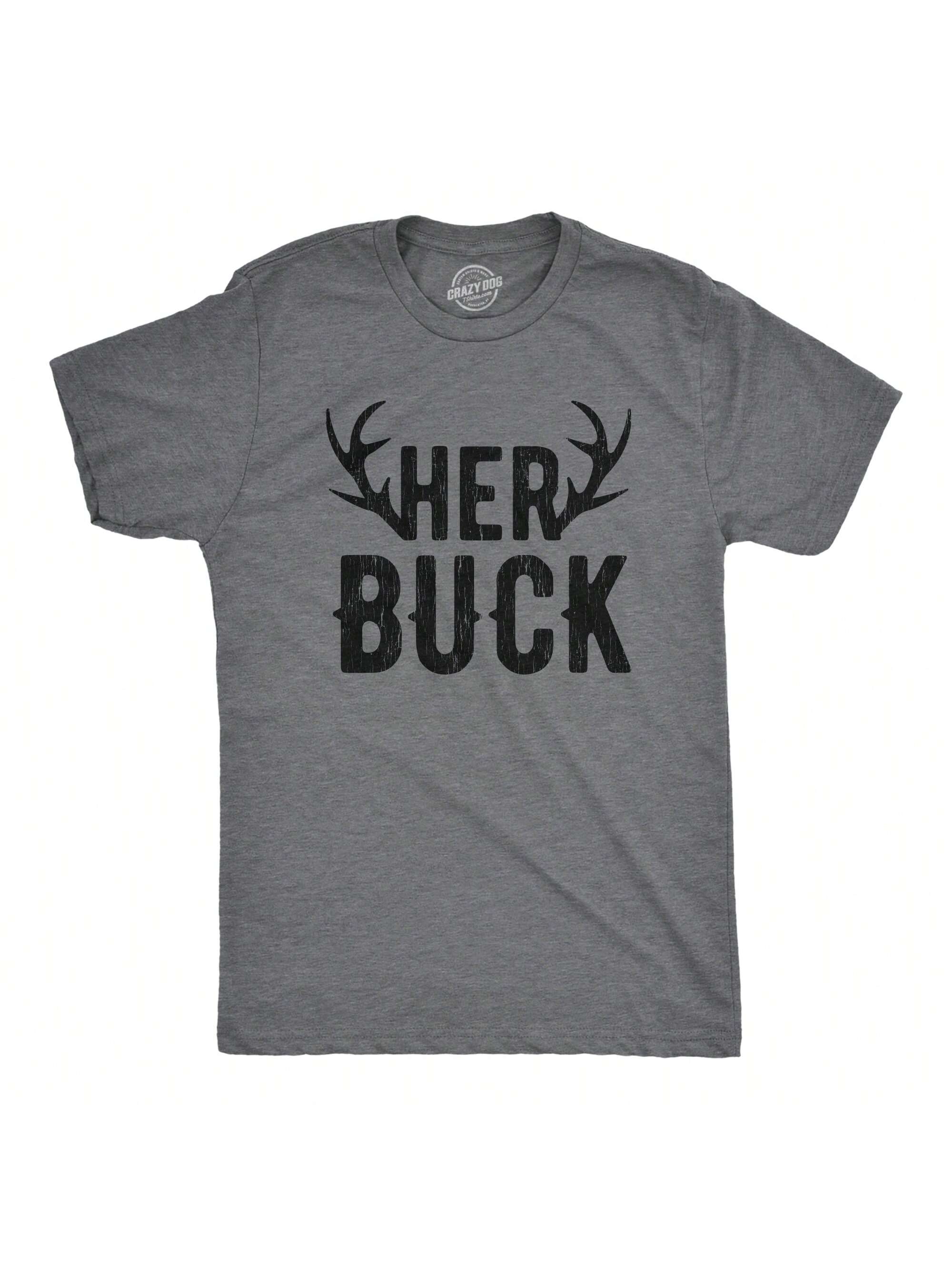 Мужская футболка Her Buck с забавным оленем, темный хизер грей - ее бак