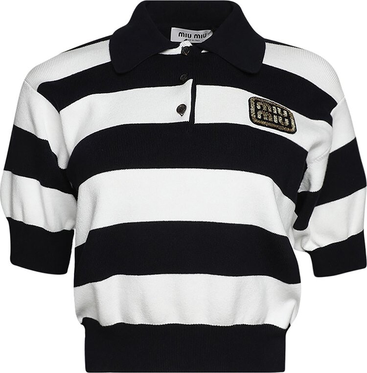 

Рубашка Miu Miu Jersey Polo 'Blue/White', синий