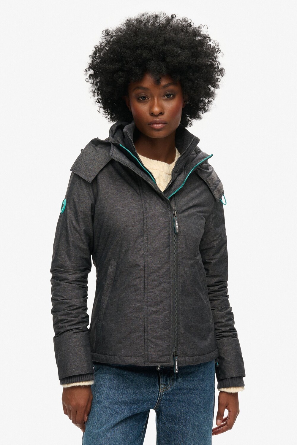 

Куртка Arctic SD Windcheater с капюшоном и застежкой молнией Superdry, серый