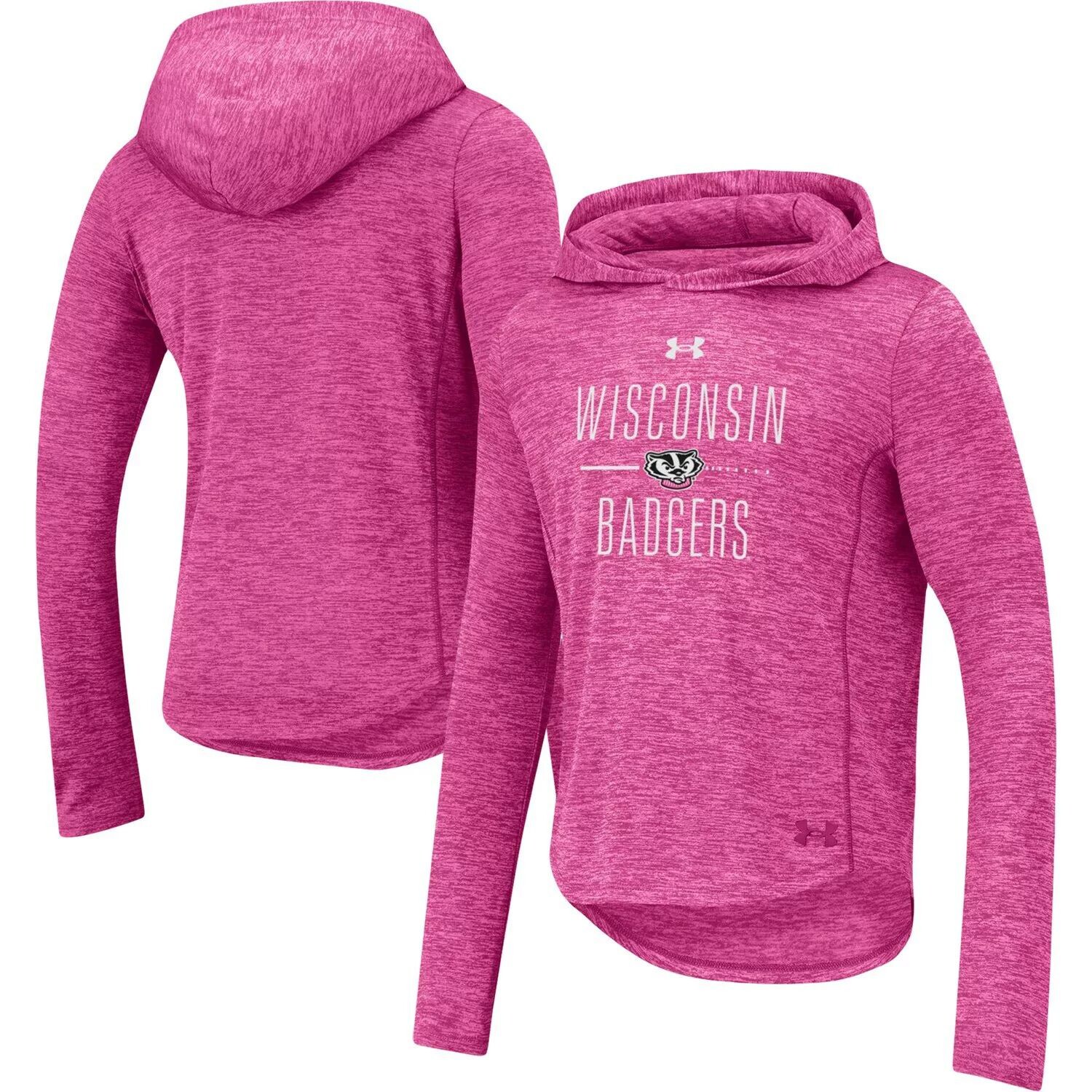 

Розовый пуловер с капюшоном для девочек Youth Under Armour Wisconsin Badgers Twist Tech Under Armour