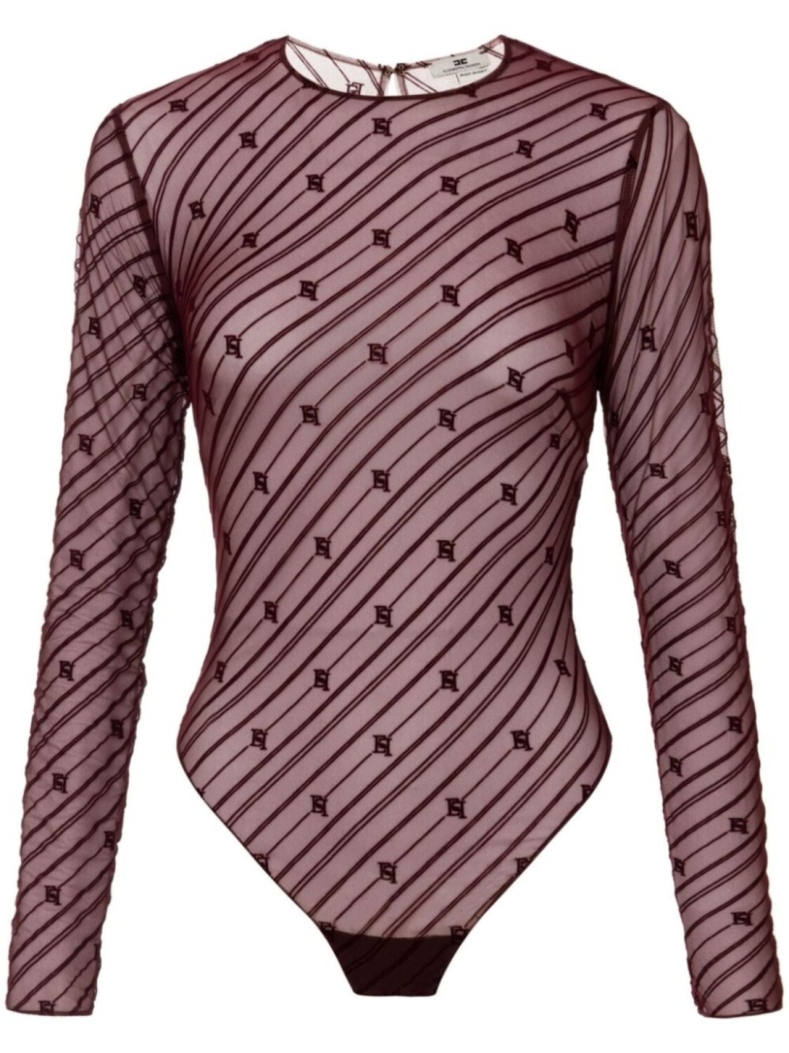 

Elisabetta Franchi прозрачный боди с флокированным логотипом, красный