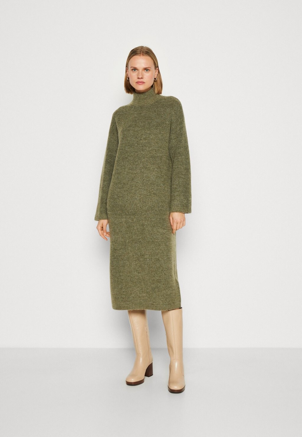 

Платье Selected Femme SLFMALINE DRESS HIGH NECK, темно-зеленый