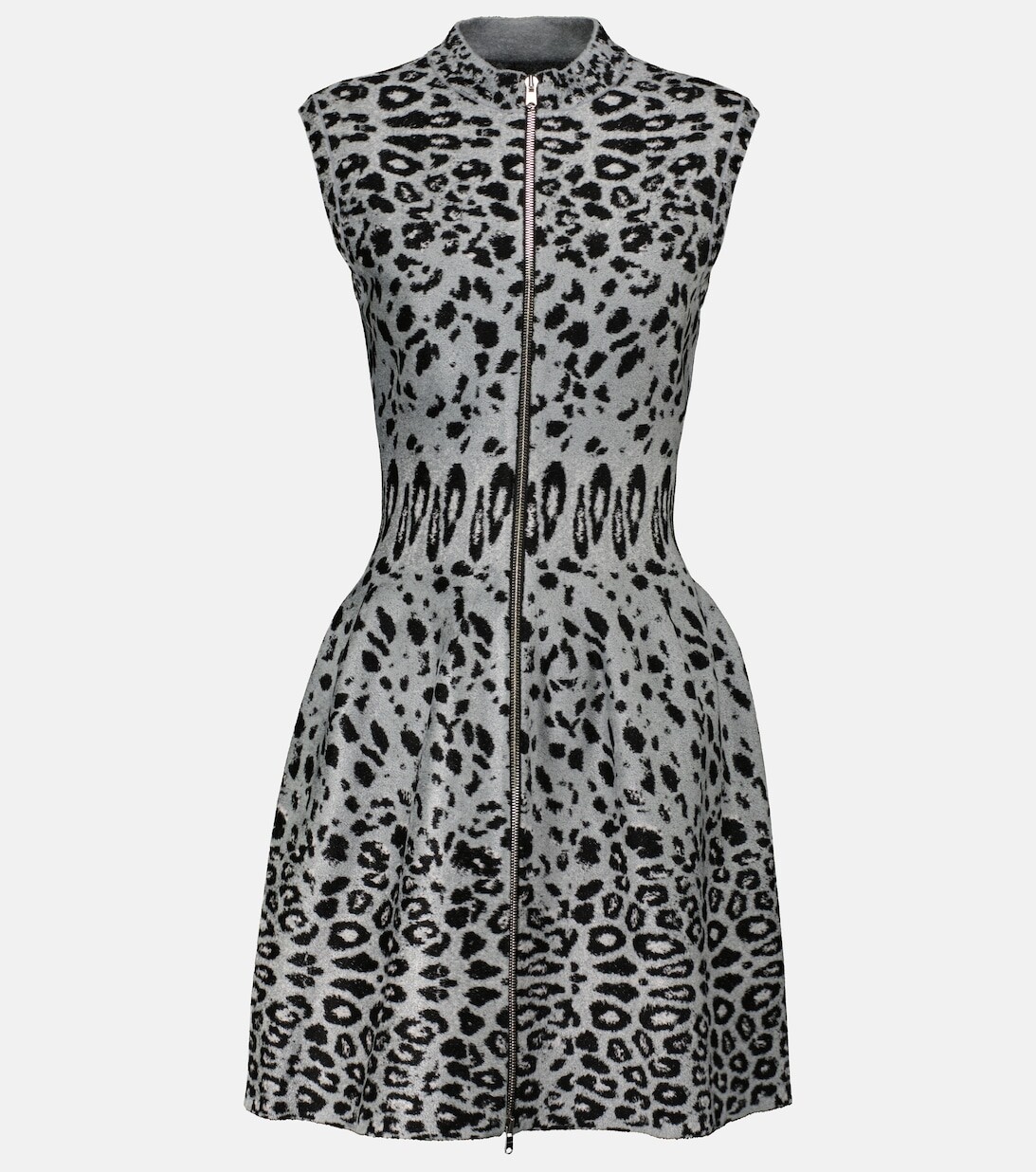 

Жаккардовое мини-платье с леопардовым принтом ALAÏA, серый