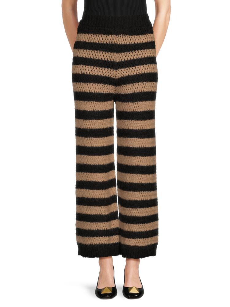

Полосатые брюки из мохера Redvalentino, цвет Camello Beige Black