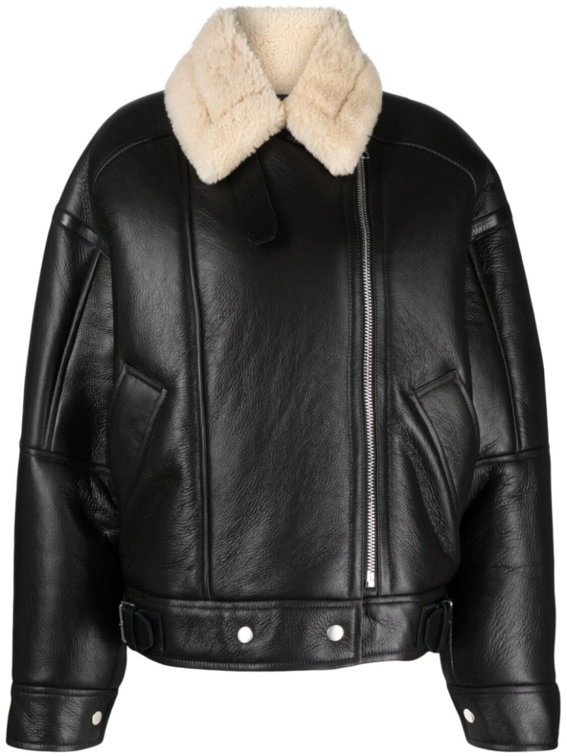 

Куртка из телячьей кожи с овчиной Acne Studios, коричневый
