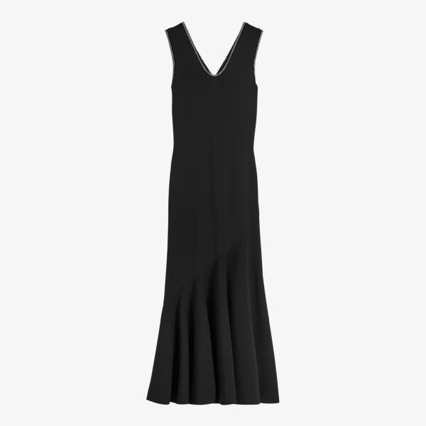 

Тканое платье миди с овальным вырезом и декорированной отделкой Ted Baker, черный