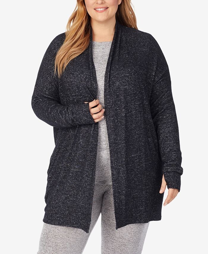 

Мягкая трикотажная накидка с открытым передом Cuddle Duds Plus Size Cuddl Duds, черный