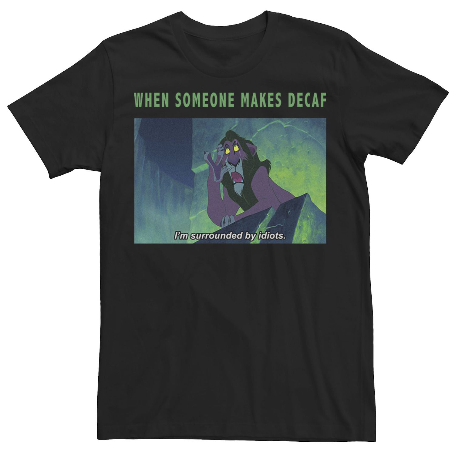 Мужская футболка Disney King Lion King Scar Decaf Coffee Meme с графическим рисунком Licensed Character, черный футболка lion king scar unleashed disney черный