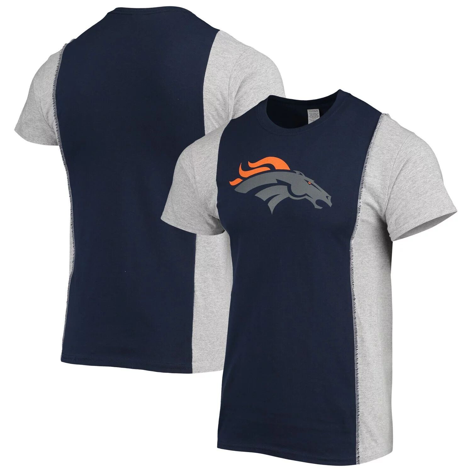 

Мужская футболка с устойчивым разрезом Denver Broncos Refried Apparel, темно-синяя/серая с меланжевым отливом, Синий