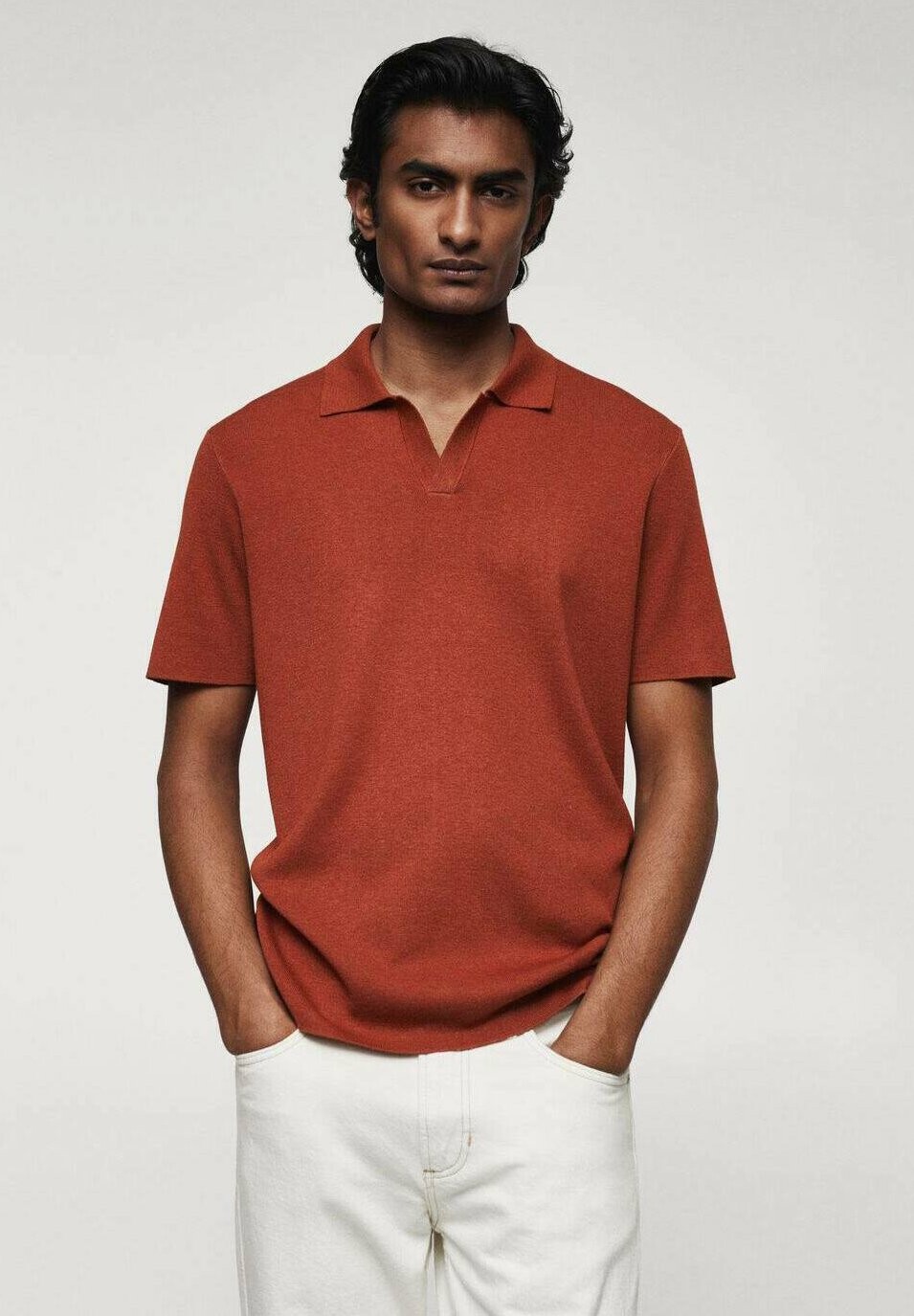 

Рубашка-поло Lino Mango, цвет burnt orange