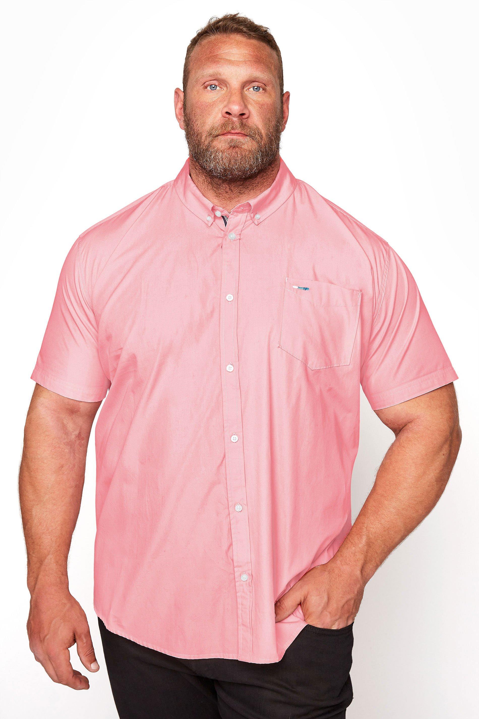 цена Оксфордская рубашка с коротким рукавом BadRhino, розовый