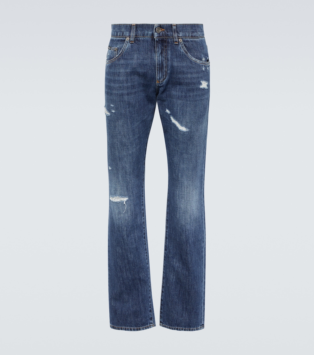 Потертые прямые джинсы Dolce&Gabbana, синий