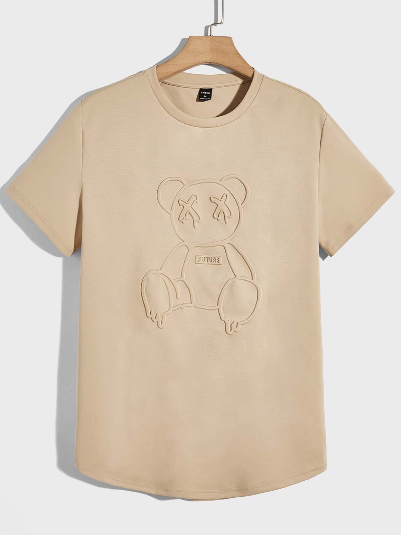 Мужская вязаная футболка Manfinity Hypemode с короткими рукавами и прессованным мишкой, хаки