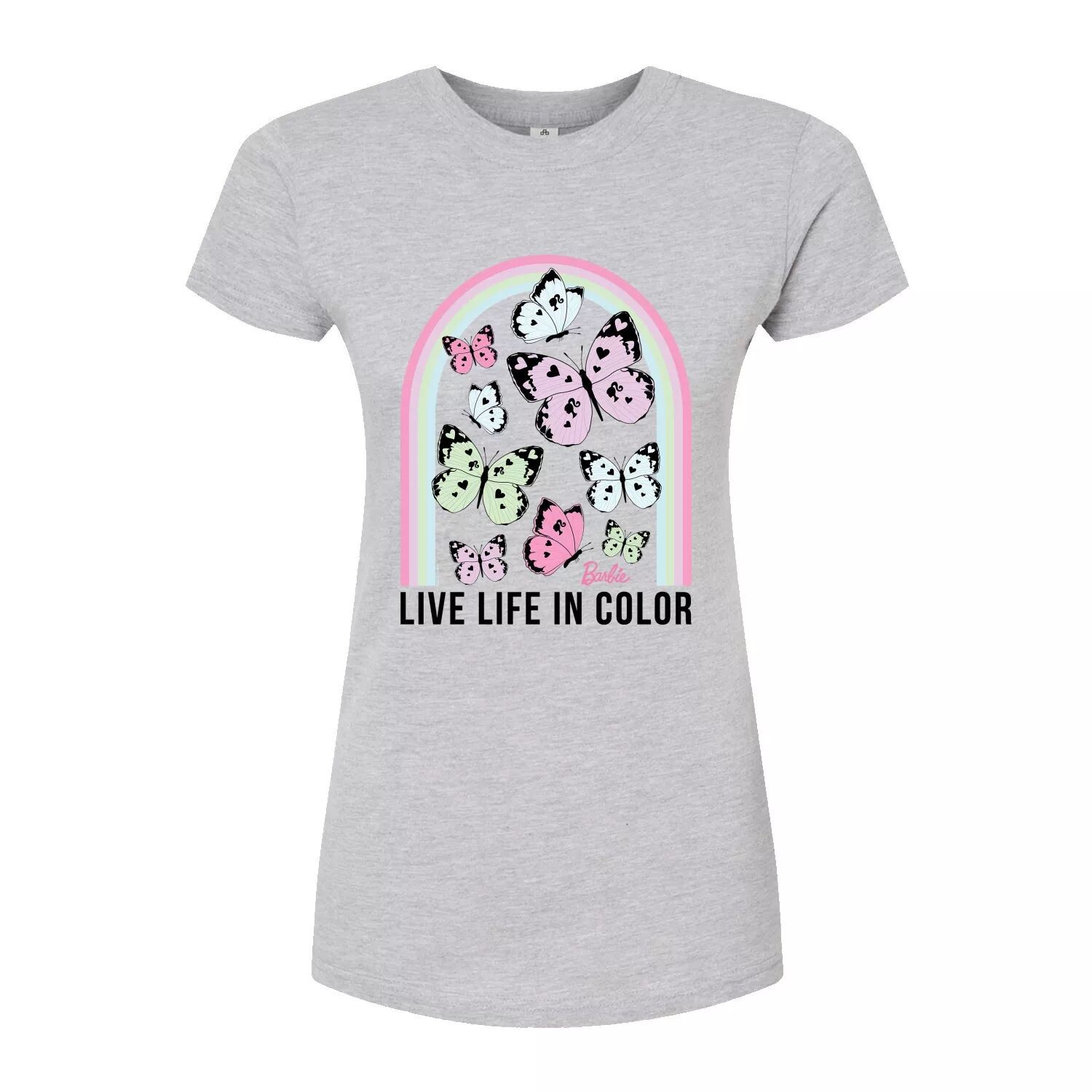 

Облегающая футболка Barbie Butterflies Live Life для юниоров Licensed Character, серый