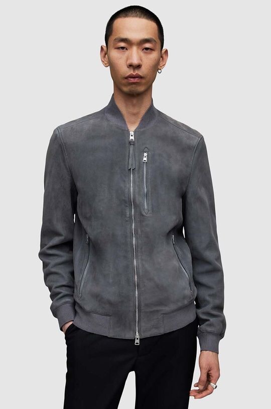 

Кожаная байкерская куртка AllSaints, серый
