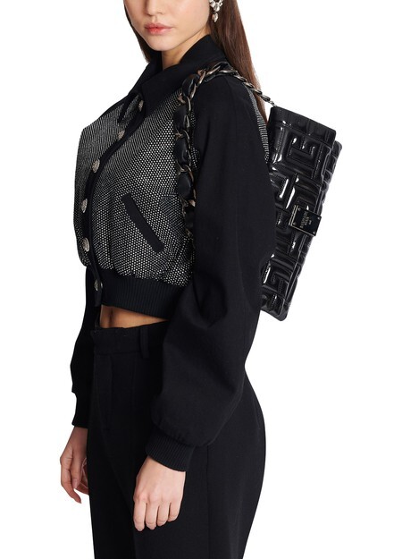

Мягкий клатч 1945 из лакированной кожи Balmain, черный