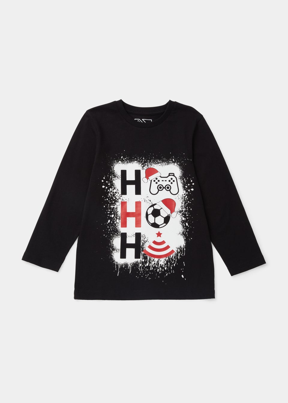 Черная рождественская футболка Ho Ho Ho Ho для мальчиков (4–13 лет)