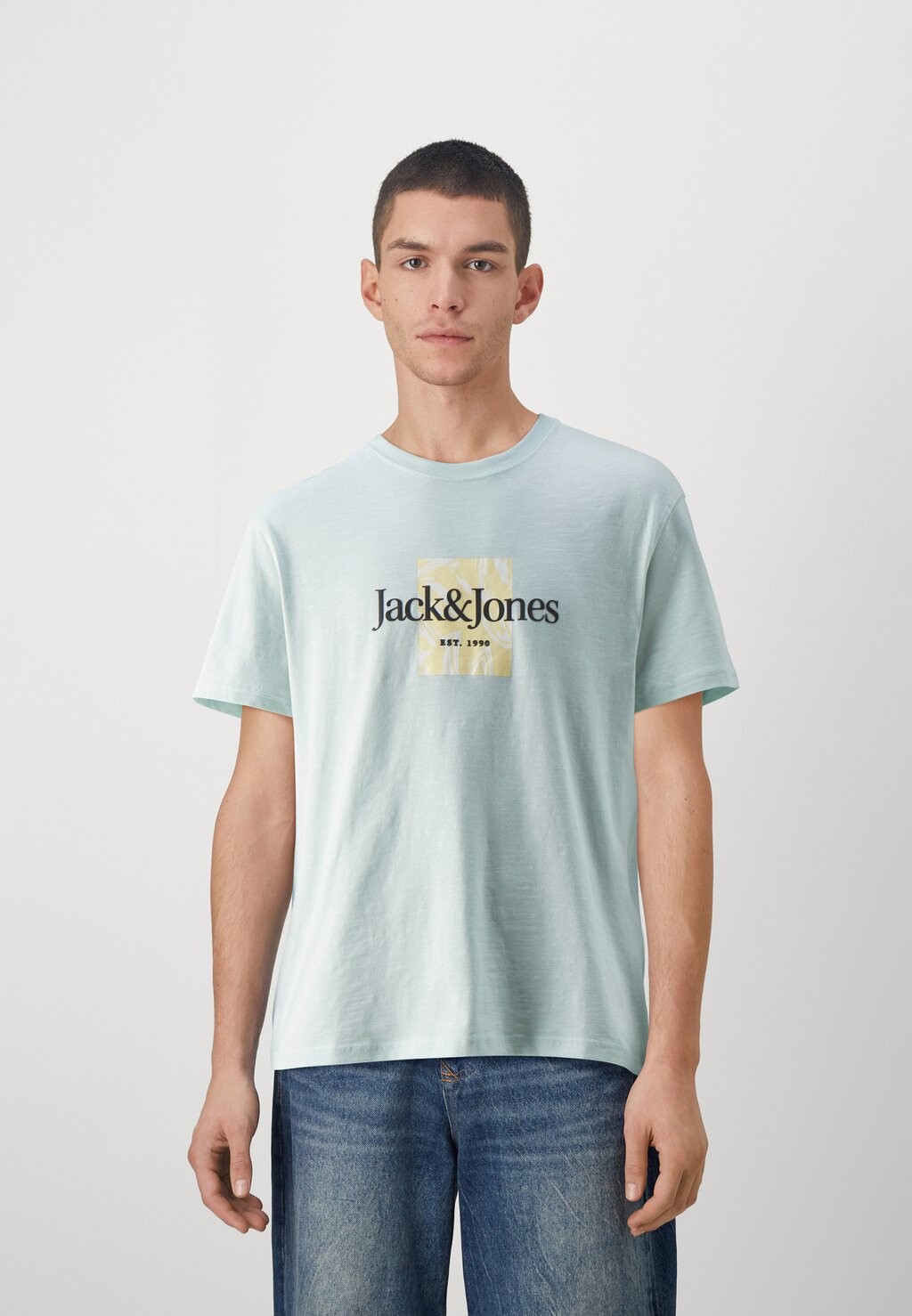 

Футболка с принтом JORLAFAYETTE BRANDING TEE CREW NEC Jack & Jones, Светло-синий