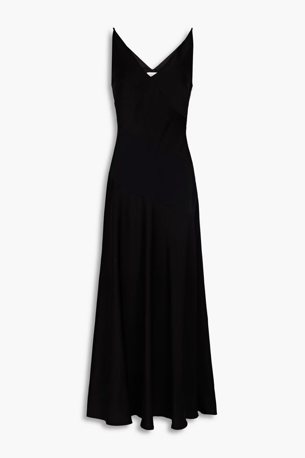 

Атласное платье миди Ivie с креповыми вставками Halston, черный