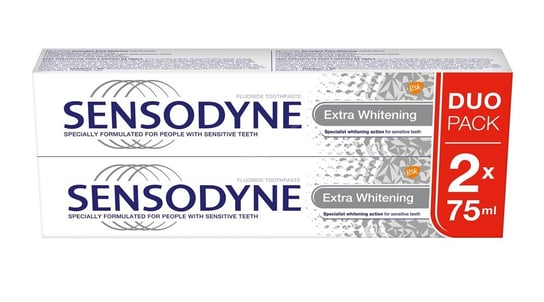 цена Зубная паста Extra Whitening, 2x75 мл Sensodyne