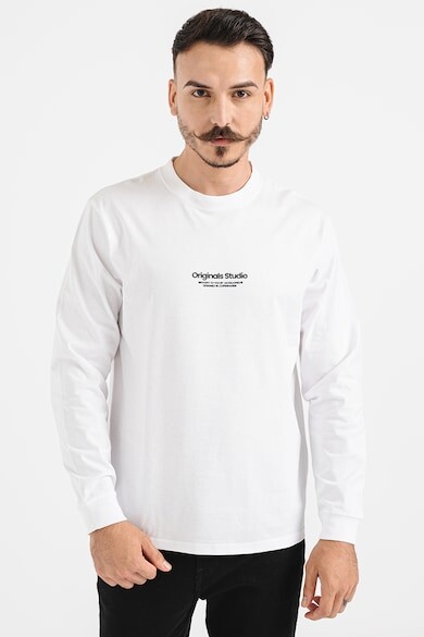 

Хлопковая блузка с овальным вырезом Jack & Jones, черный, грязно-белый