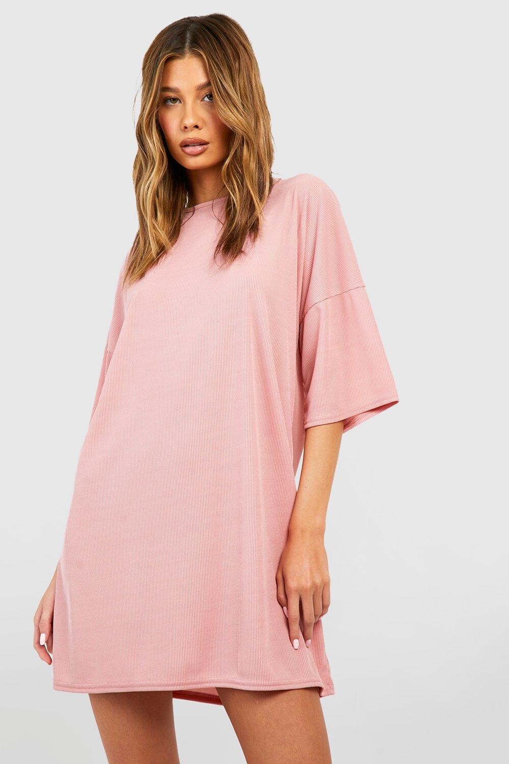 

Футболка oversize rib sleep Boohoo, розовый