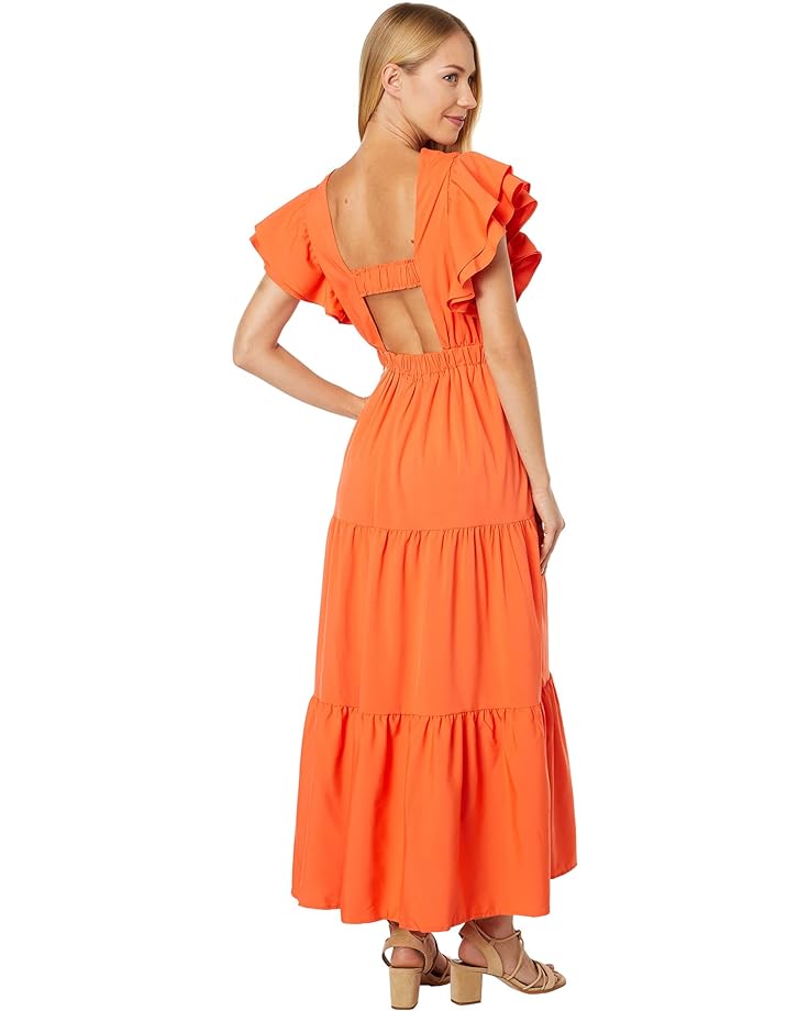 Платье English Factory Back Cutout with Elastic Detail Midi Dress, оранжевый
