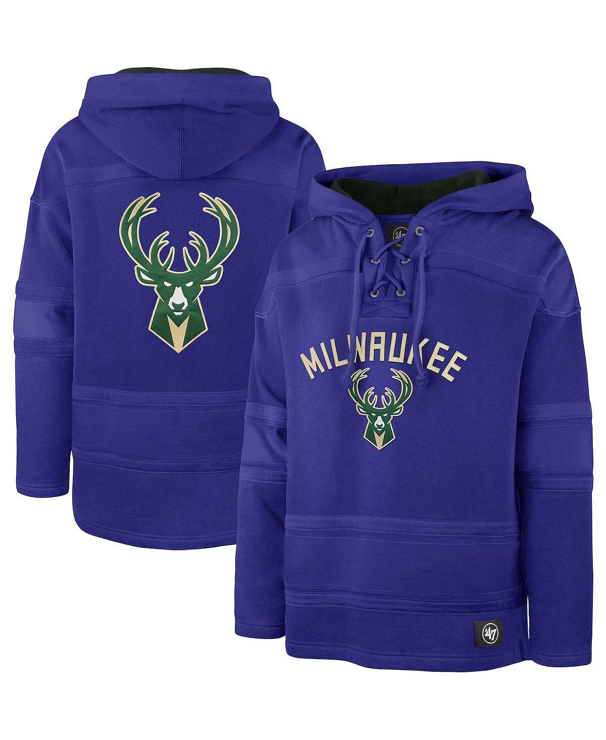 

Мужская толстовка со шнуровкой Royal Milwaukee Bucks 2022/23 Pregame MVP — City Edition '47 Brand
