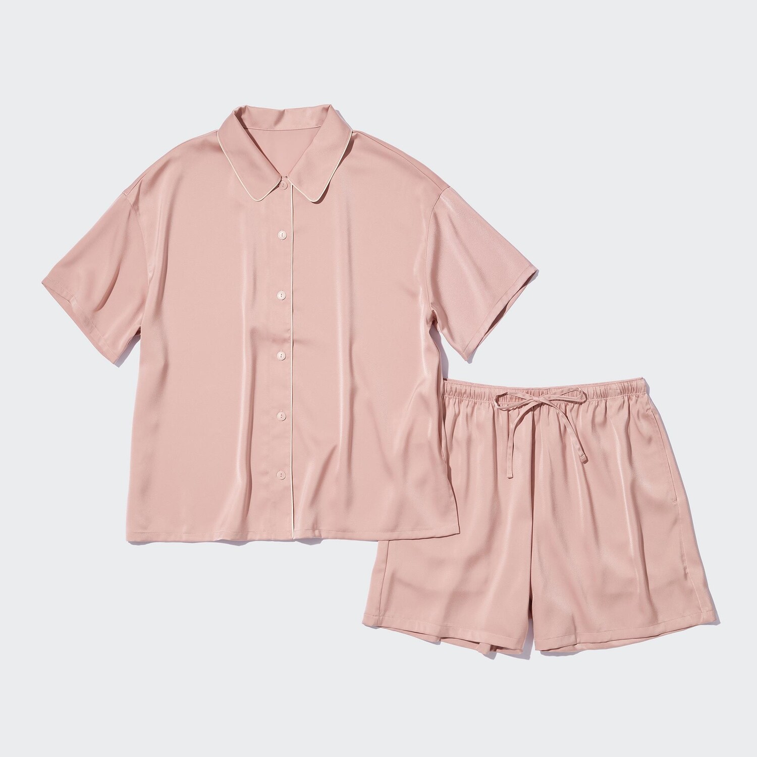 

Пижама UNIQLO атласная с короткими рукавами, розовый