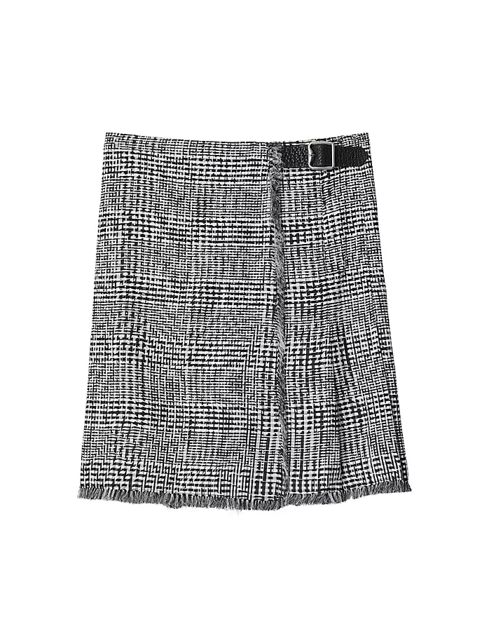 

Мини-юбка в клетку Glen с запахом Burberry, цвет monochrome pattern