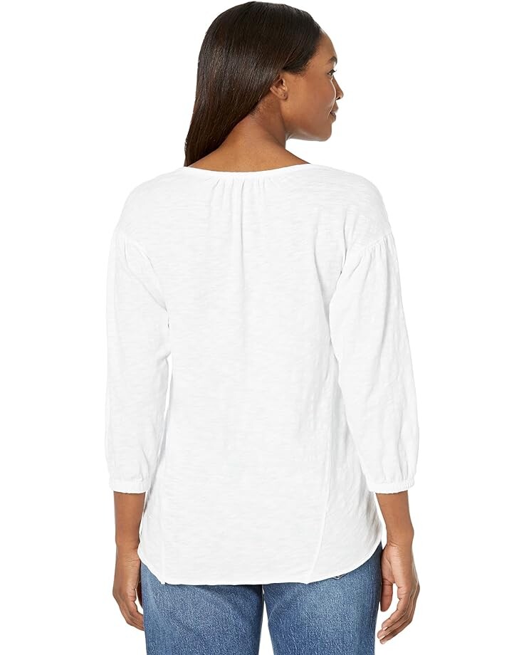 

Топ Mod-o-doc Slub Jersey 3/4 Sleeve Scoop Neck Shirred Top, белый