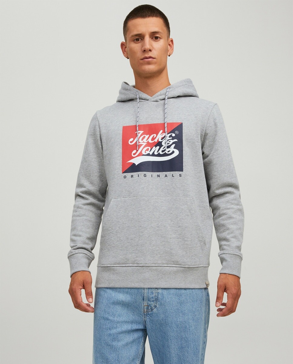 

Мужская толстовка с капюшоном Jack & Jones, серый