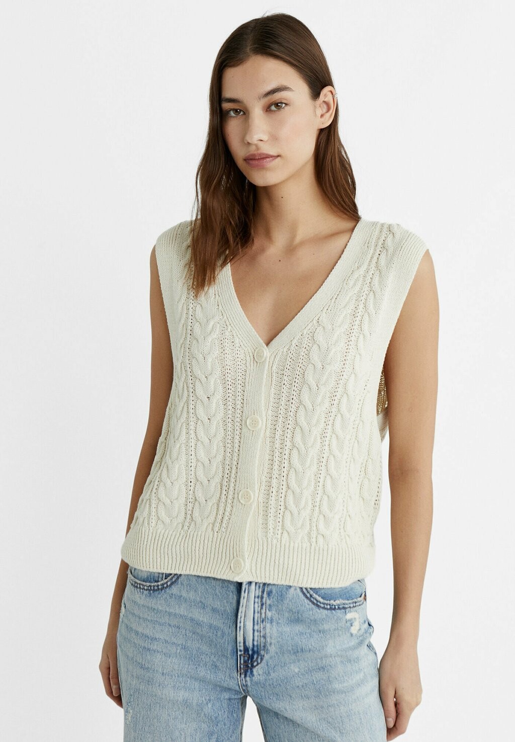 

Жилет BUTTONED-STYLE Stradivarius, цвет mottled beige
