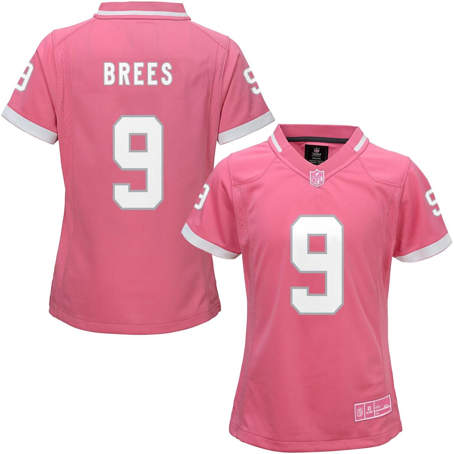 

Розовая майка для девочек-подростков Drew Brees New Orleans Saints Bubble Gum Outerstuff