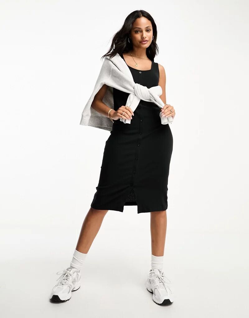 

Черное платье миди на пуговицах Vero Moda Aware