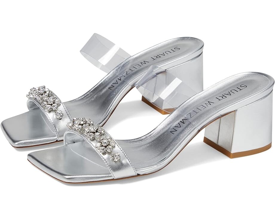 

Туфли Stuart Weitzman Crystal Fleur 60 Slide, цвет Silver/Clear