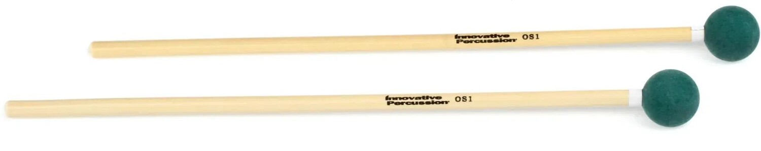 

Innovative Percussion OS1 Orchestral Medium Soft Xylophone Mallets - 1 1/8 inch Dark Green/White Tape - Rattan