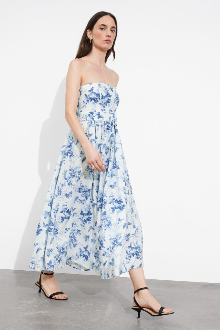 

Льняное платье миди с поясом и другие истории H&M, белый