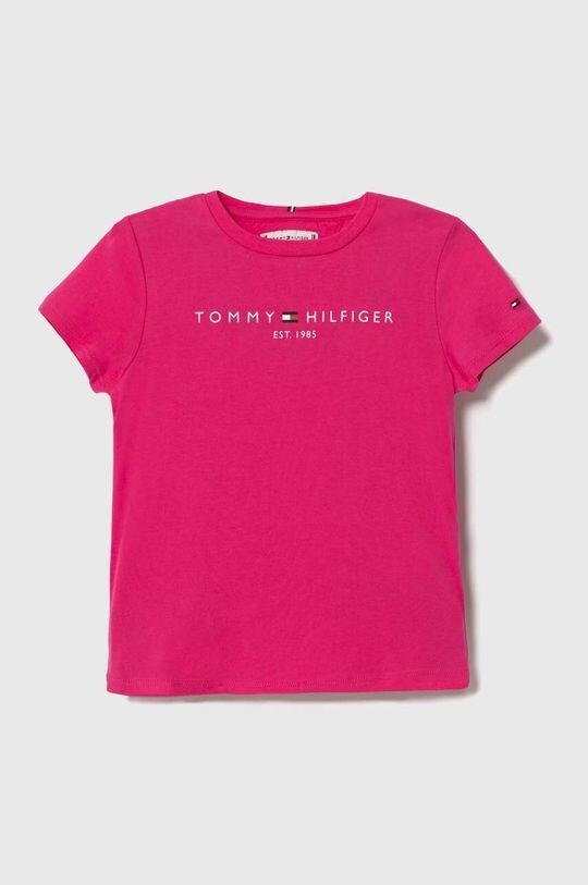 

Детская хлопковая футболка Tommy Hilfiger, розовый