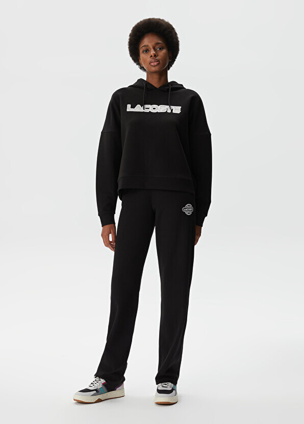 

Черные женские спортивные штаны с принтом Lacoste, Черный