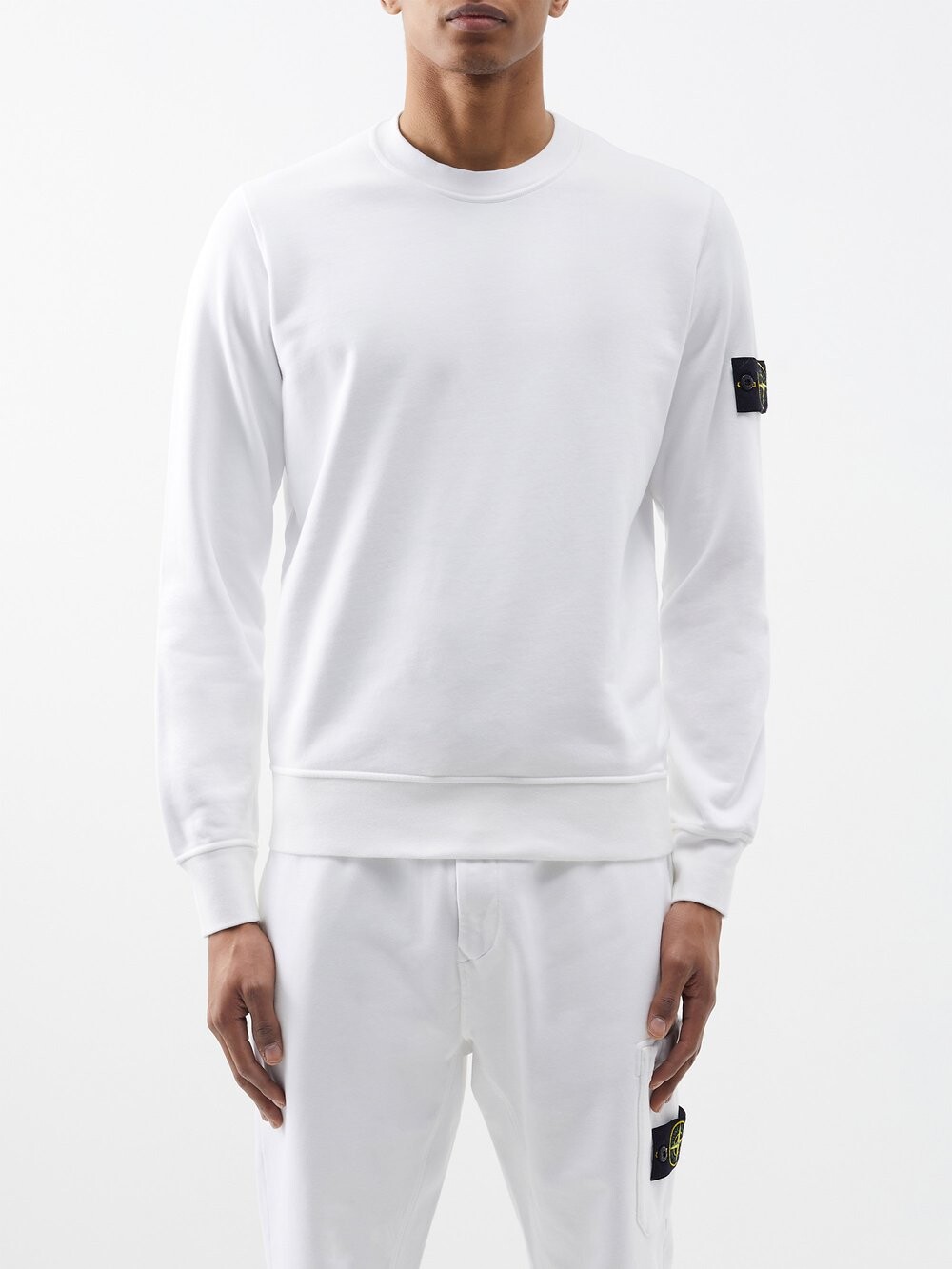 

Толстовка из хлопкового джерси с нашивкой-логотипом Stone Island, белый