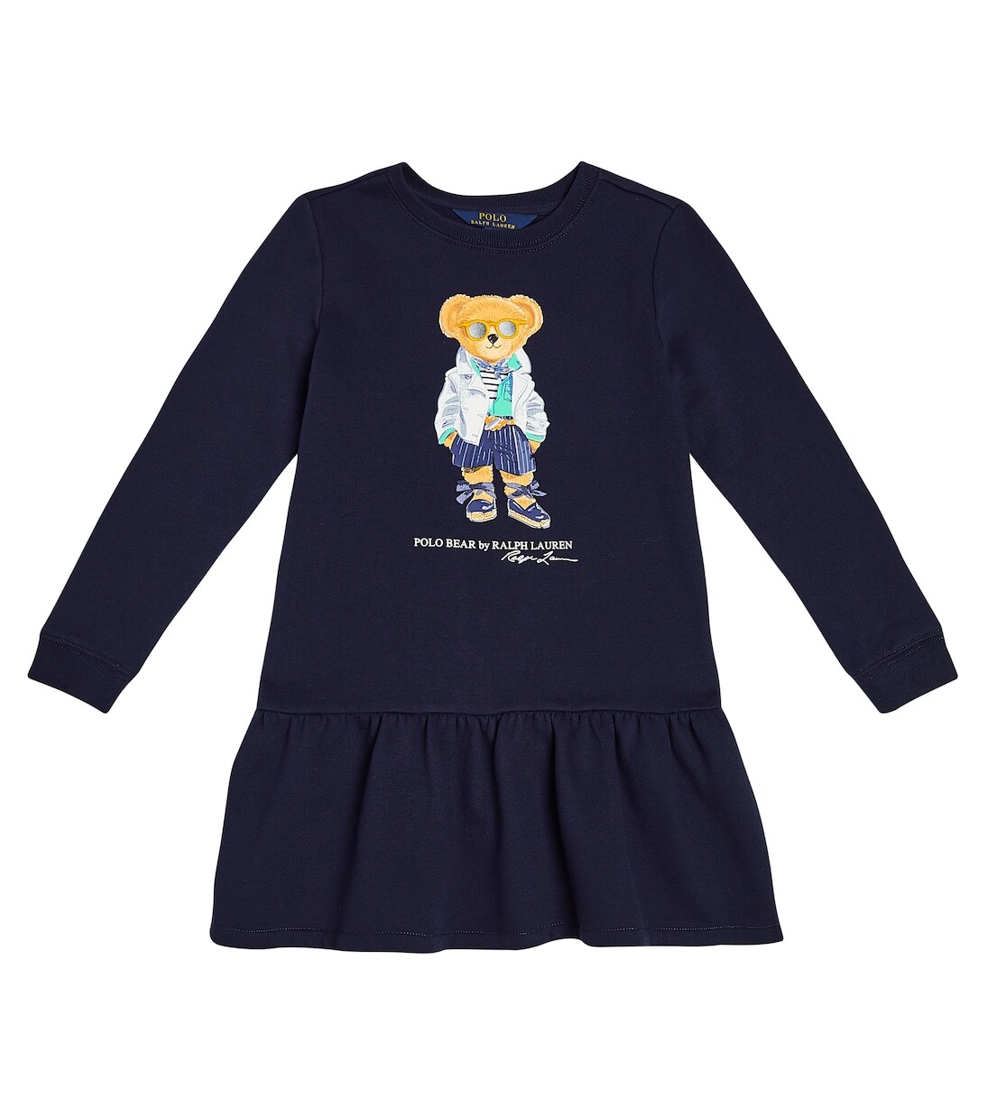 Платье polo bear из хлопкового флиса Polo Ralph Lauren Kids, синий