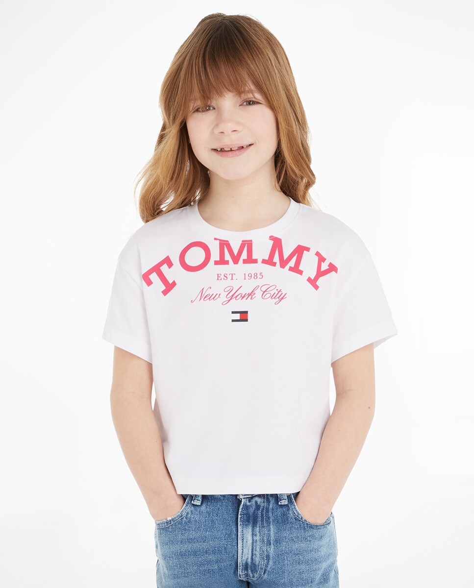 

Футболка для девочки с круглым вырезом и короткими рукавами Tommy Hilfiger, белый
