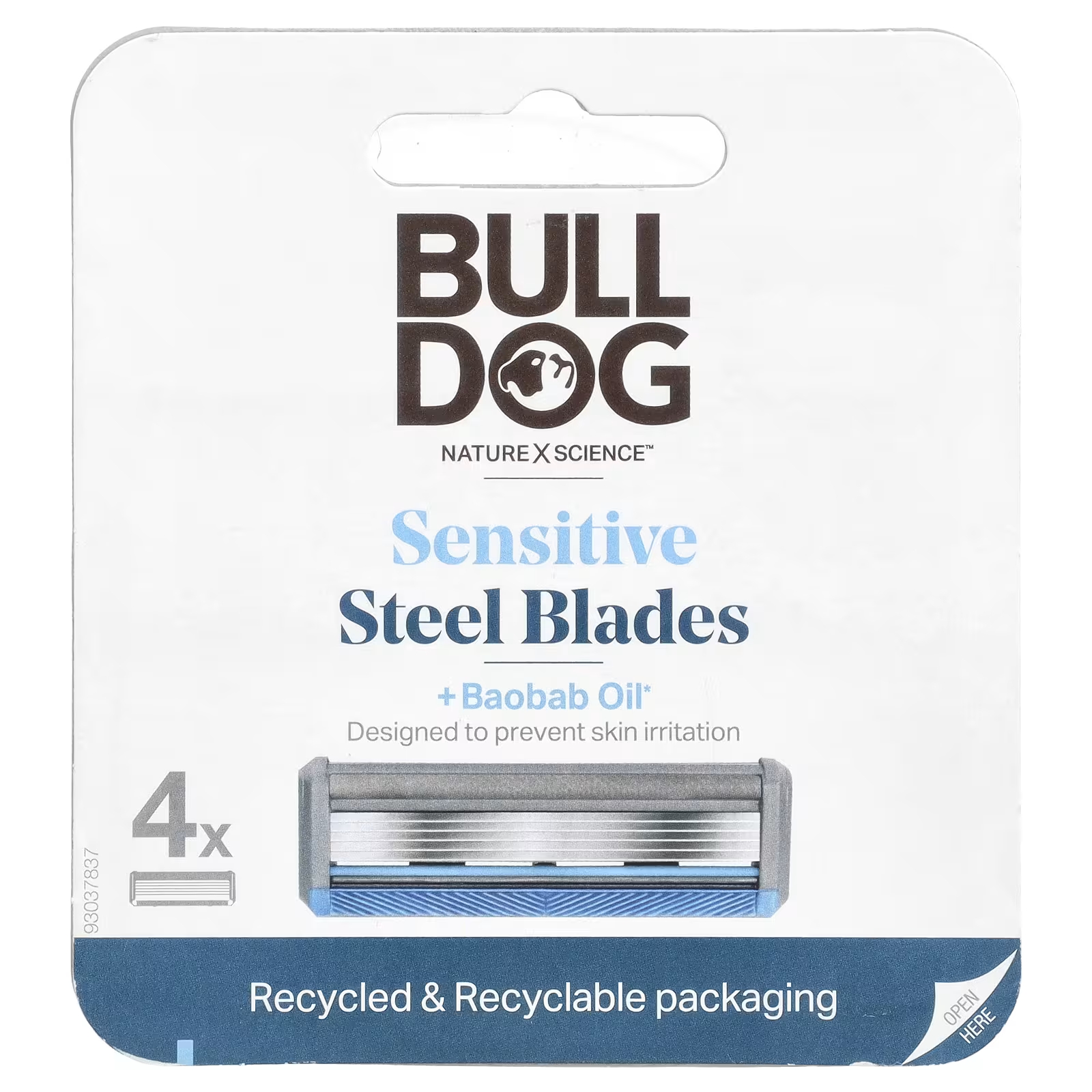Сменные кассеты для бритвы с маслом баобаба Bulldog Skincare For Men Sensitive Steel Blades, 4 шт цена и фото