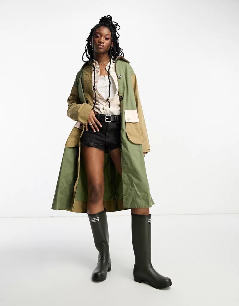 

Непромокаемое длинное пальто в стиле колор-блок Barbour x ASOS Modern Beacon
