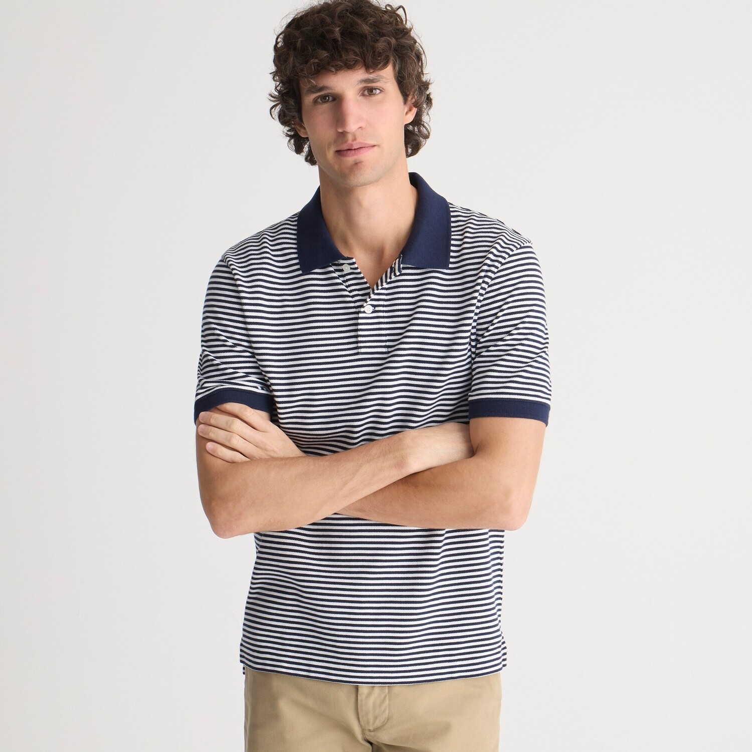 

Рубашка-Поло из пике в полоску J.Crew, белый