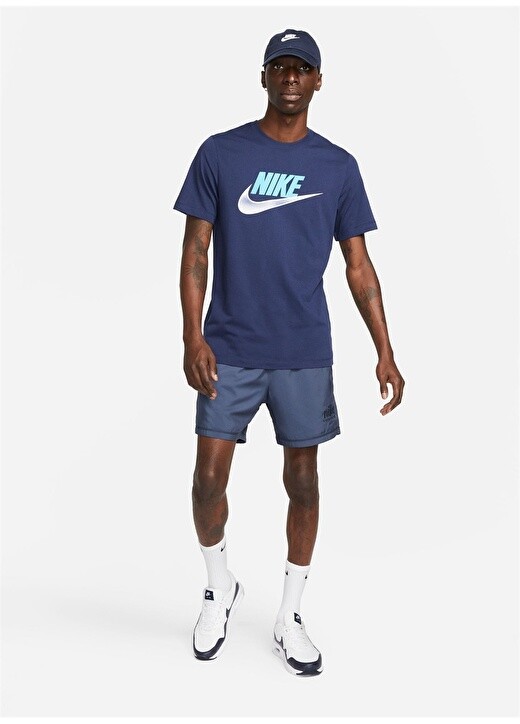 

Синяя мужская футболка с круглым вырезом и принтом Nike, Синий