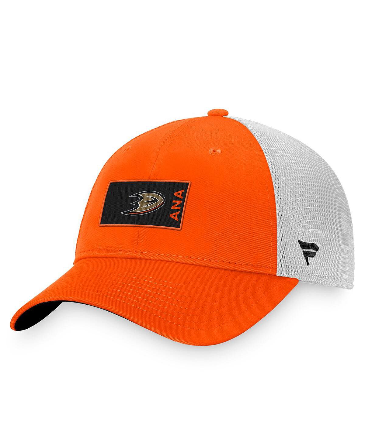 цена Мужская фирменная оранжево-белая кепка Anaheim Ducks Authentic Pro Rink Trucker Snapback Fanatics