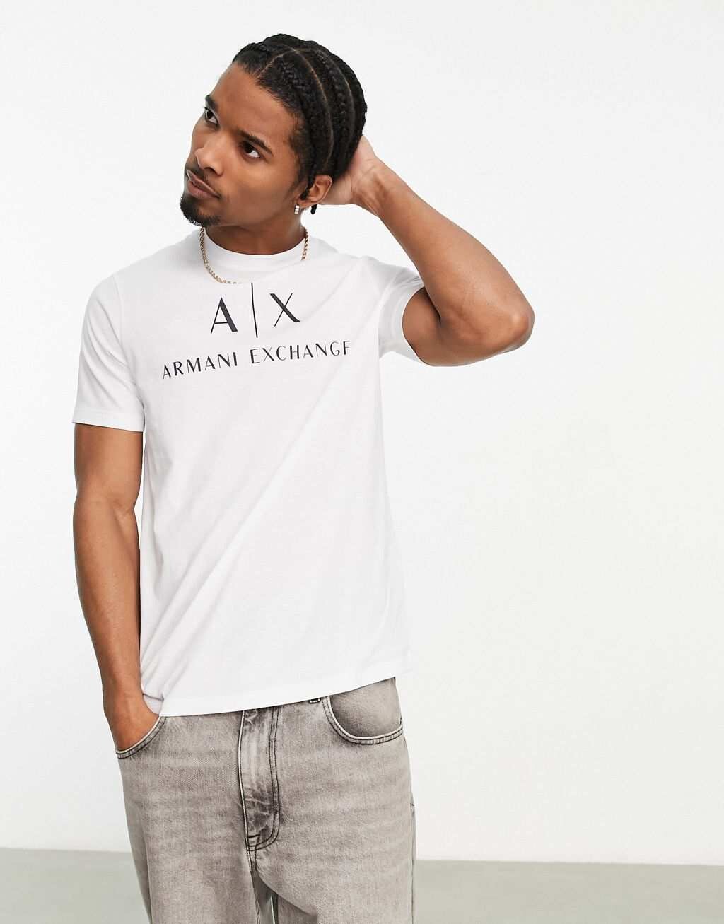 

Белая футболка с текстовым логотипом Armani Exchange, Белый