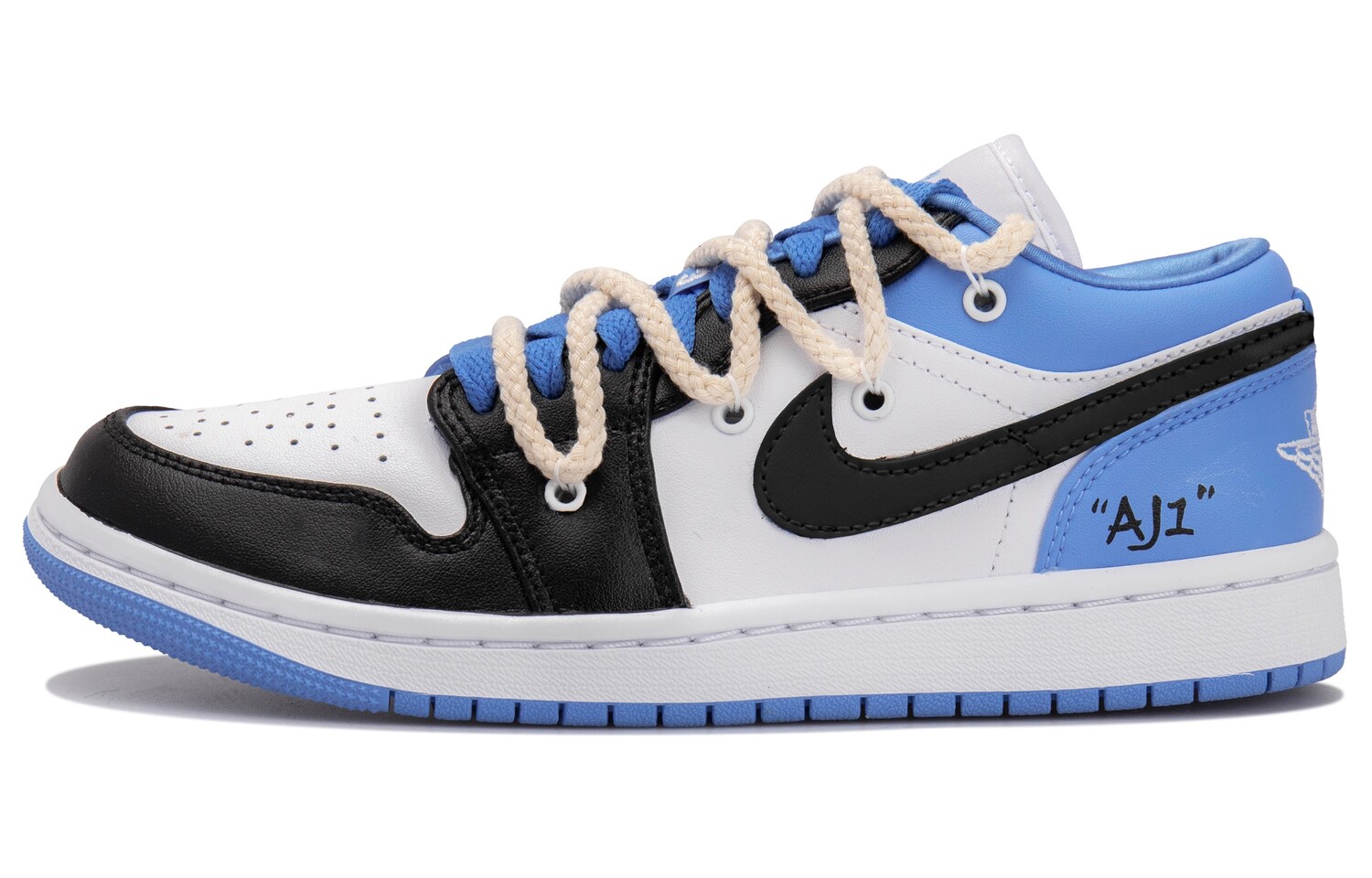 

Кроссовки Air Jordan 1 Vintage Basketball Shoes Women's Low-top Black/white/blue, синий